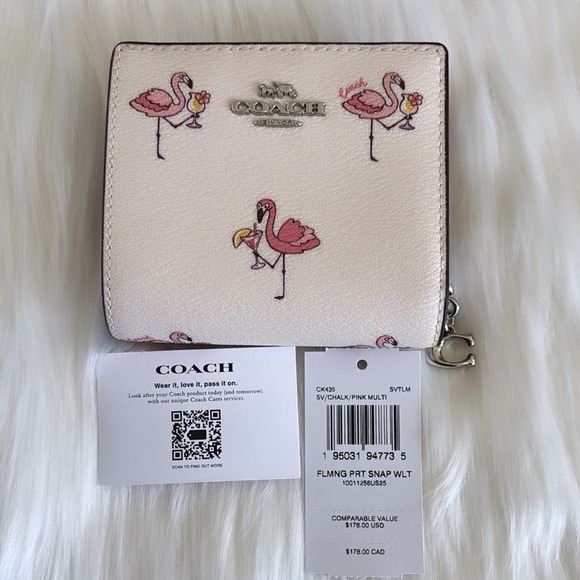 NWT Coach Snap Wallet With Flamingo Print - Picture 7 of 7